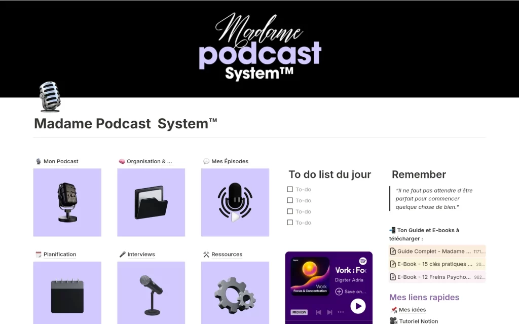 Template Notion Madame Podcast System